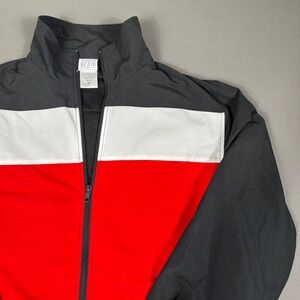 John Blair Windbreaker Jacket Mens Medium Color Block Red Black White